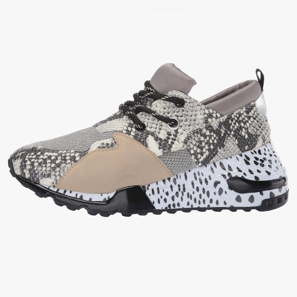 Steve Madden Cliff Natural Snake/ Metallic Mesh Sneakers Womens 8.5